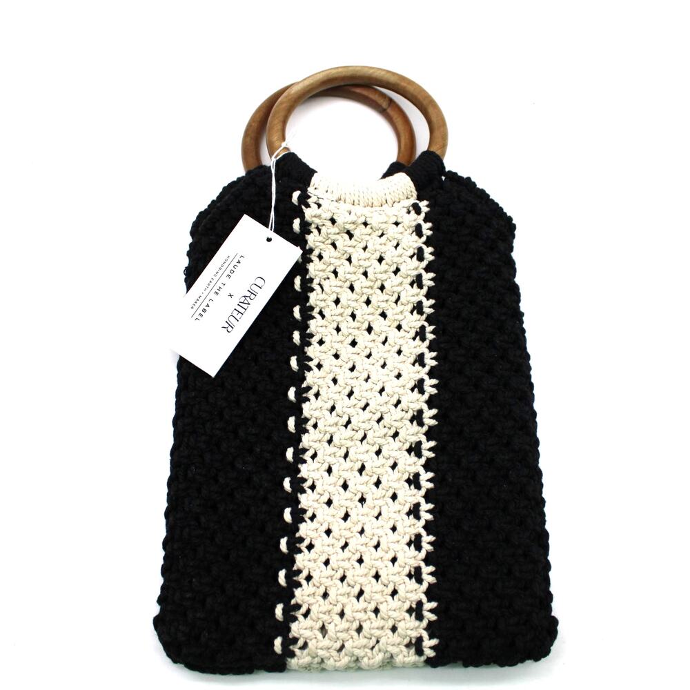 NEW‎ Curateur x Laude The Label Gabby Mini Macrame Bag Black Cream Hippie Boho